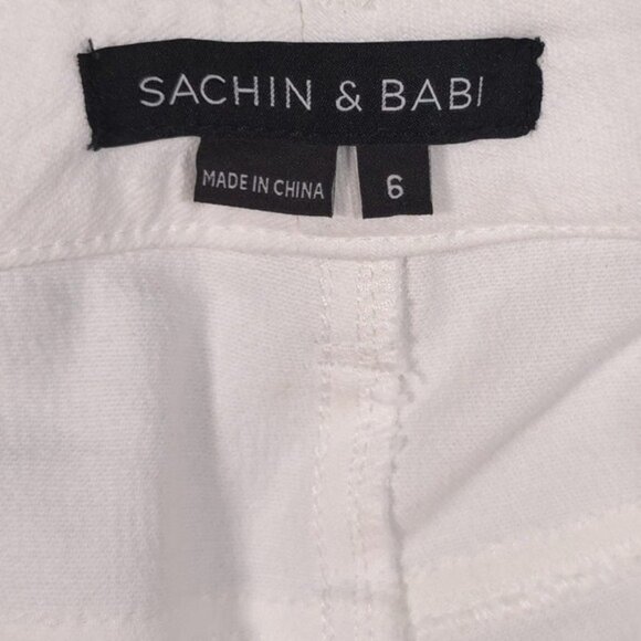 SACHIN & BABI Women’s White Jeans Red Ankle Mesh Detail 515P17-521 Size 6‎ - Picture 5 of 14